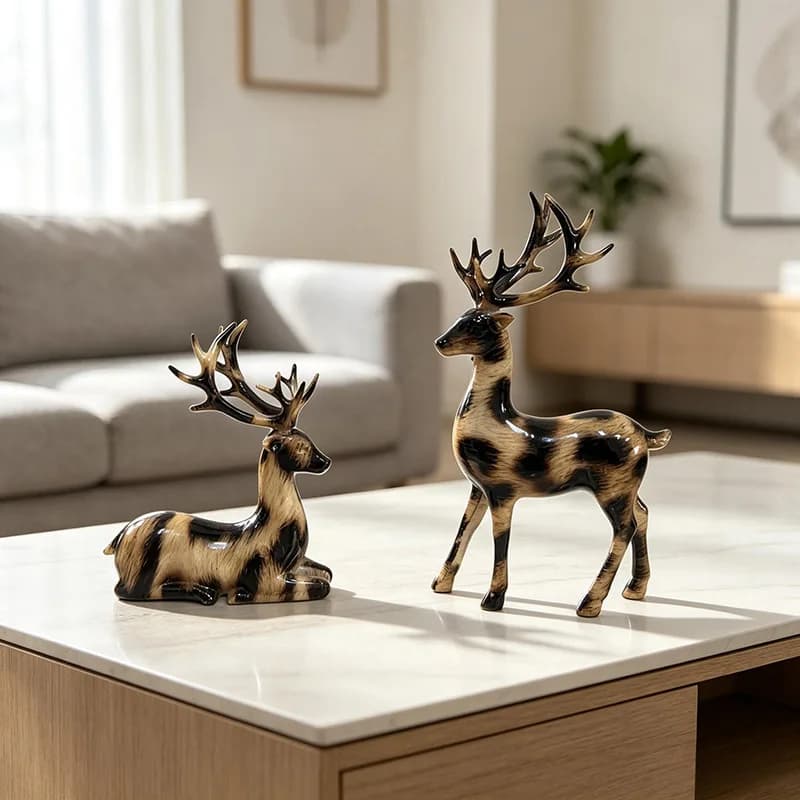 Creative Animal Deer Ornament Couple Pair Craft Colored Drawing Graffiti Art Home Table Desk Decor Office Living Room Gift