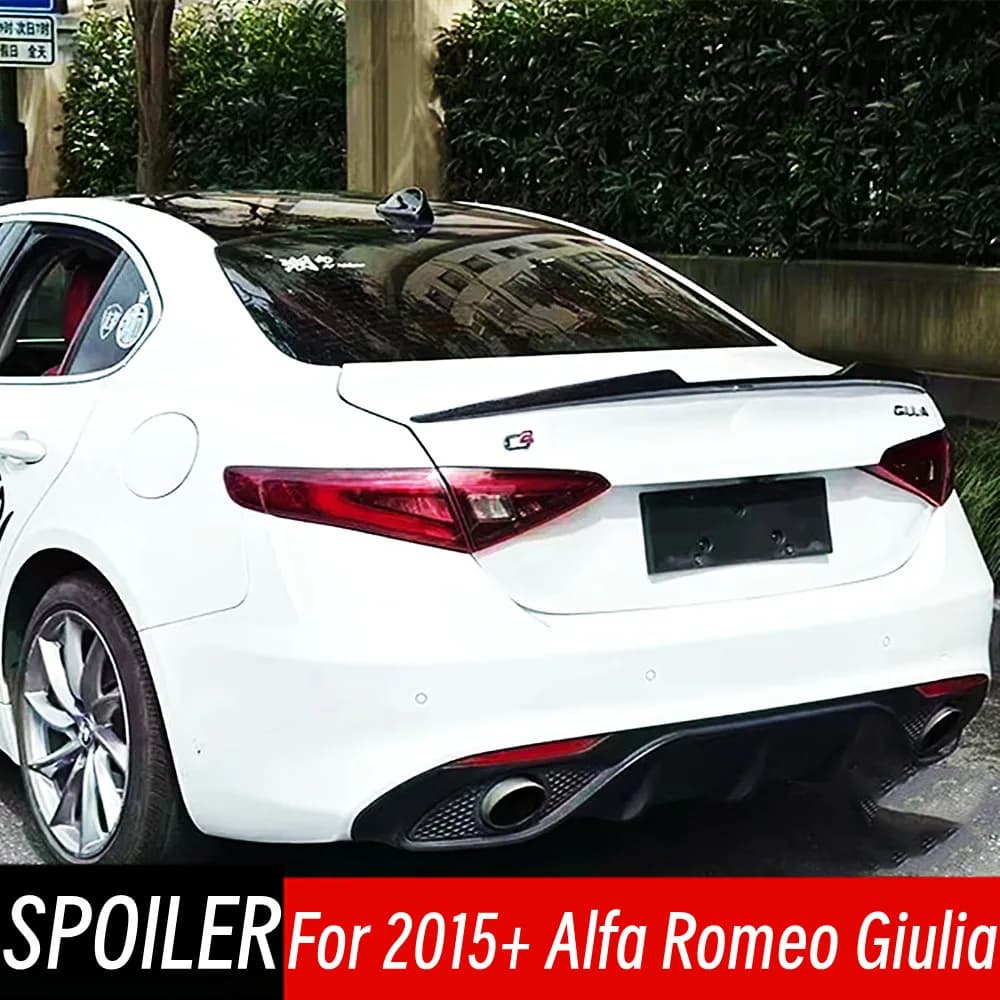 For Alfa Romeo Giulia 2015+ M4 Style Rear Trunk Lid Boot Ducktail Lip Spoiler Wings Car Black Carbon Exterior Tuning Accessories