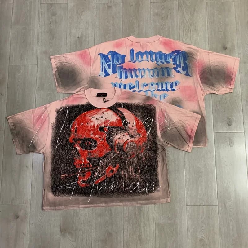 Heavy Industry Rare Peace New Summer Pink Fashion Streetwear Oversized 100% Cotton Short-Sleeve T-Shirt