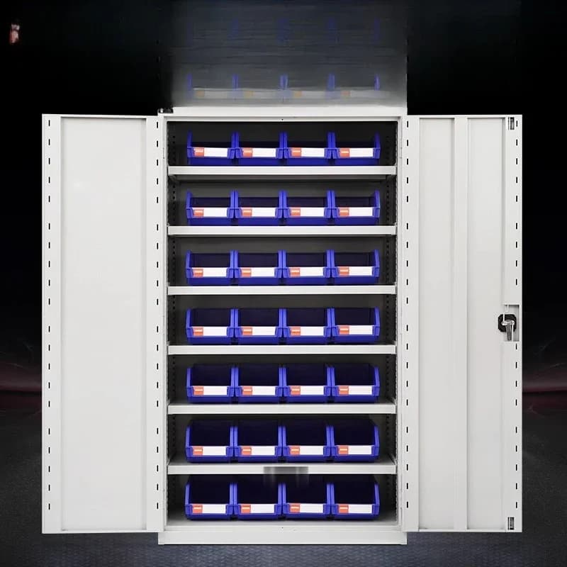 Double Door Iron Cabinet Heavy Tool Cabinet Locker Workshop Hardware Tool Rack With Lock Large