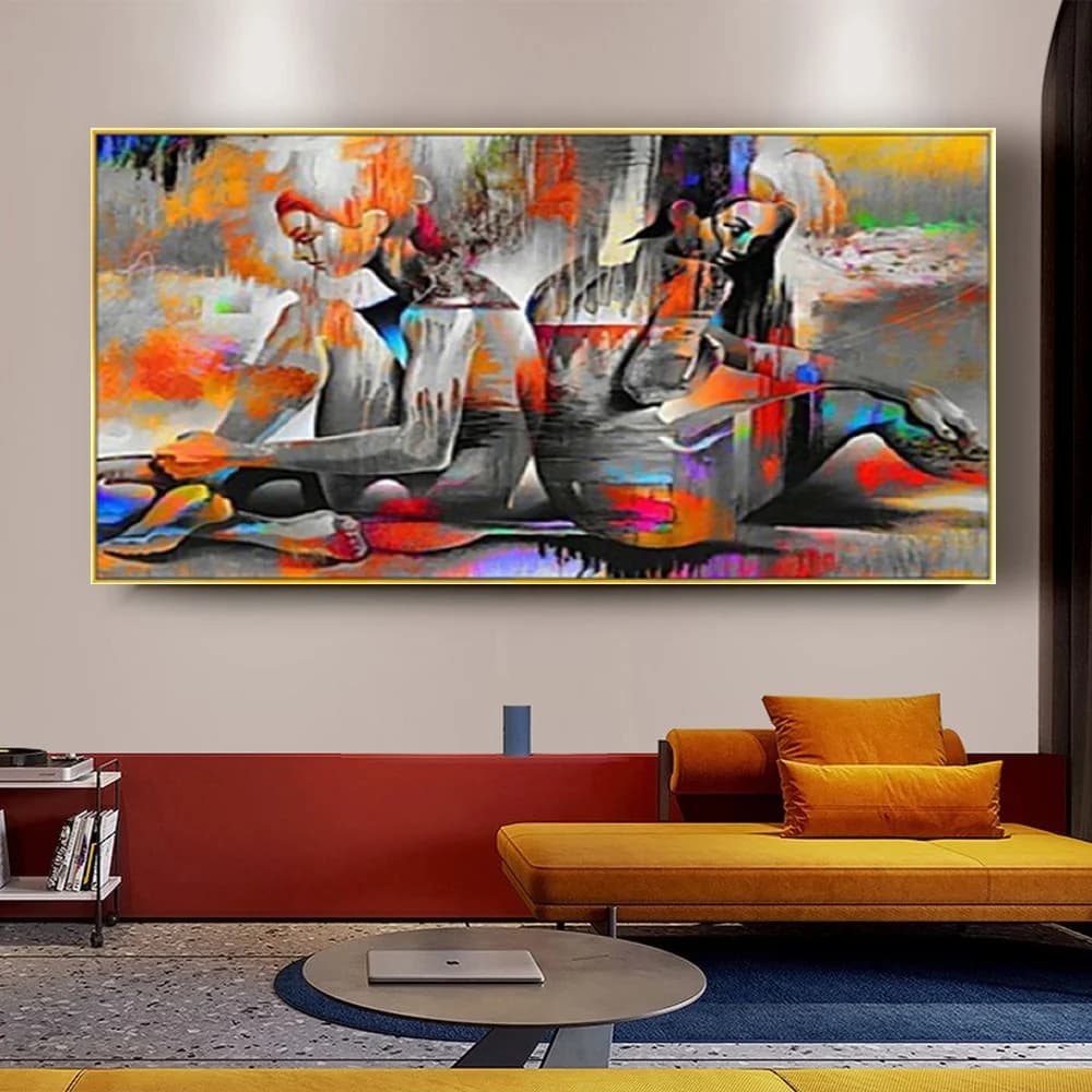 Modern Abstract Wall Painting Colorful Gray Hand Painted Canvas Oil Art Decor for Living Room Pop Wall Picture Gift