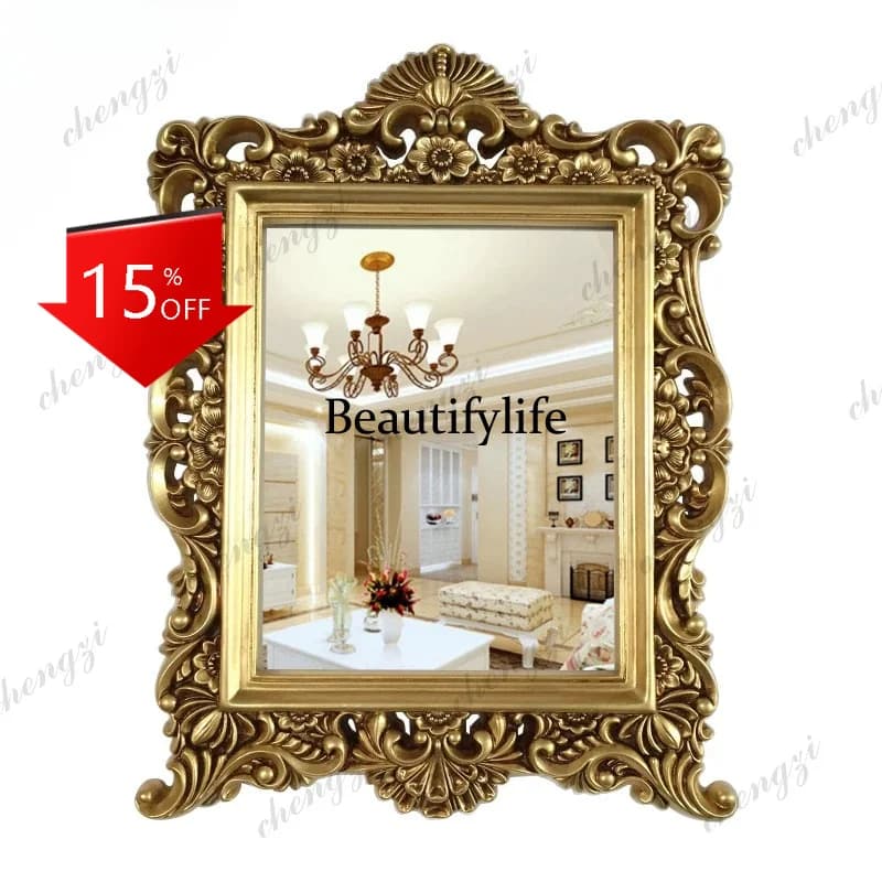 D80 Retro European bathroom bathroom mirror waterproof sink dressing mirror storefront decoration wall hanging