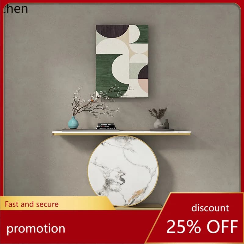 CZ Semi-Circular Entryway Console Ultra-Narrow Wall-Mounted Entryway Cabinet Modern Minimalist Zen Style Sideboard