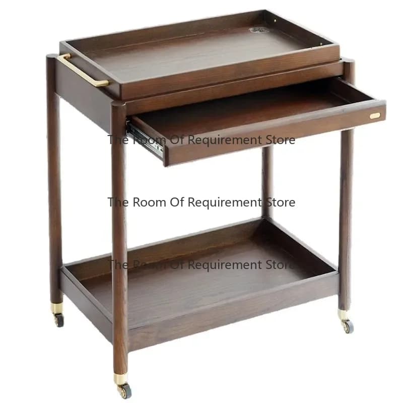 American solid wood dining cart trolley Home mobile kitchen Tea Commercial wine Hotel restaurant