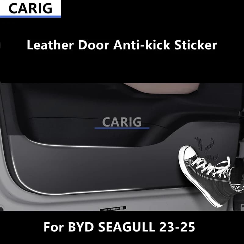 For BYD SEAGULL 23-25 Leather Door Anti-kick Sticker Modified Carbon Fiber Interior Car Modification Accessories Refit