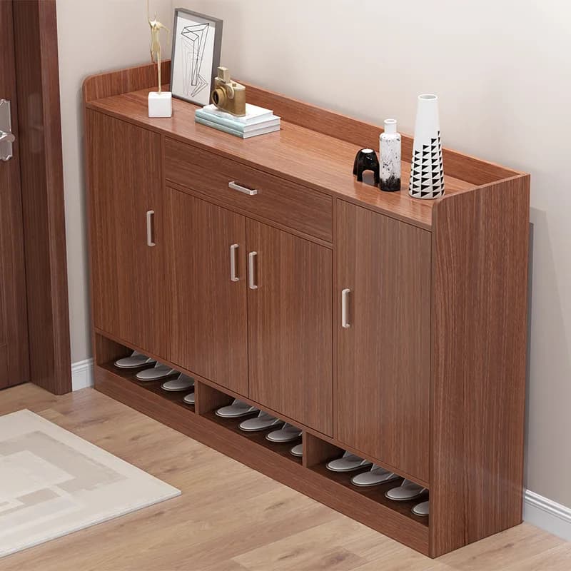 Solid Wood Shoe Cabinet with Ventilation Holes Handcrafted Oak Shoe Storage for Living Room/Hallwaypromote sales