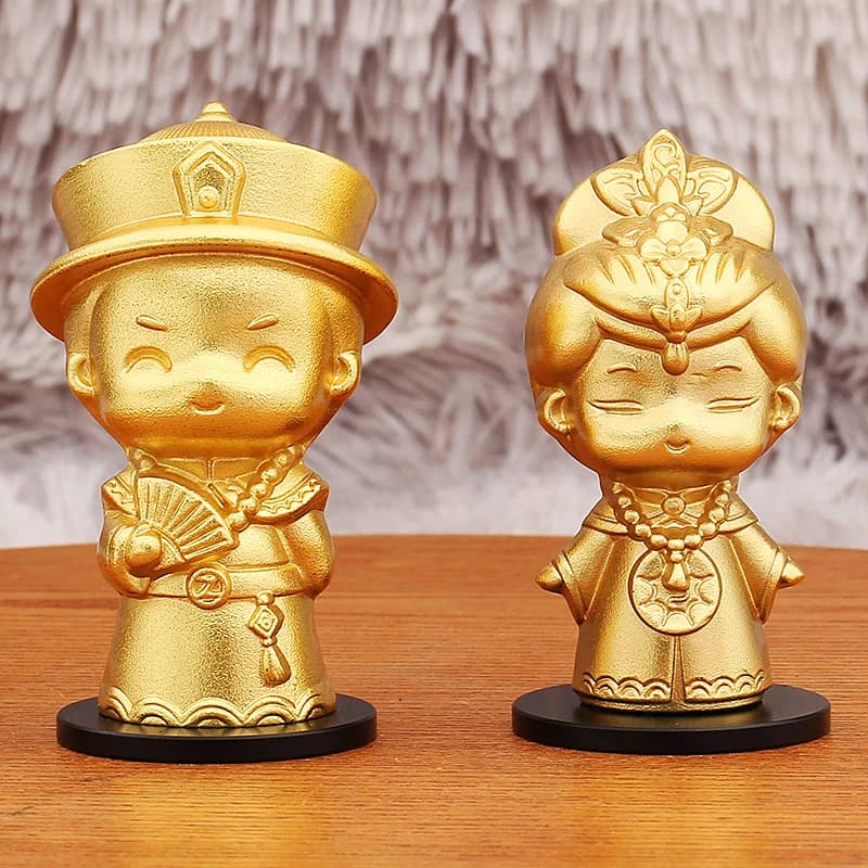 Brass Prosperity Brought by the Dragon and the Phoenix Queen Creative National Fashion Ancient Style Ohlala Couple Bronze Statue