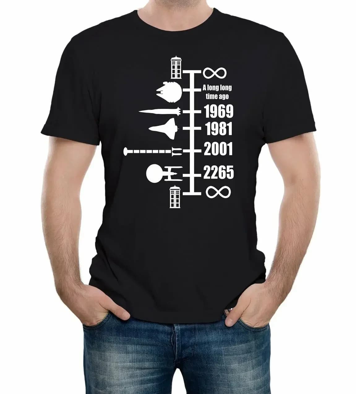 Funny SpaceShip Timeline T-Shirt 100% Cotton O-Neck Summer Short Sleeve Casual Mens T-shirt Size S-3XL