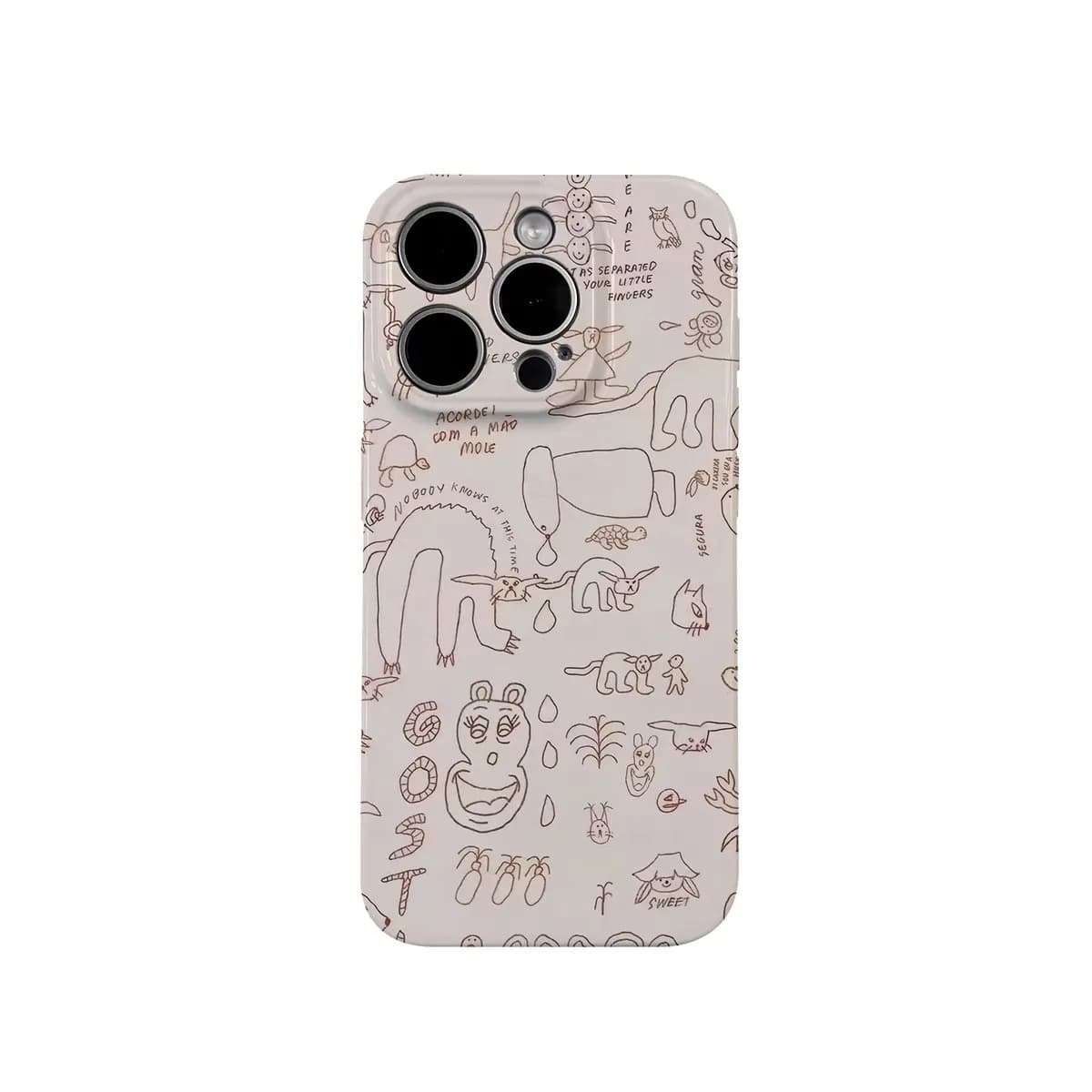 Light Pink Spirit Monster Graffiti Phone Case for IPHONE 17 Air 16E 15 PROMAX 14Plus 13 12 MINI 11 16Plus XR Acrylic Phone Cover