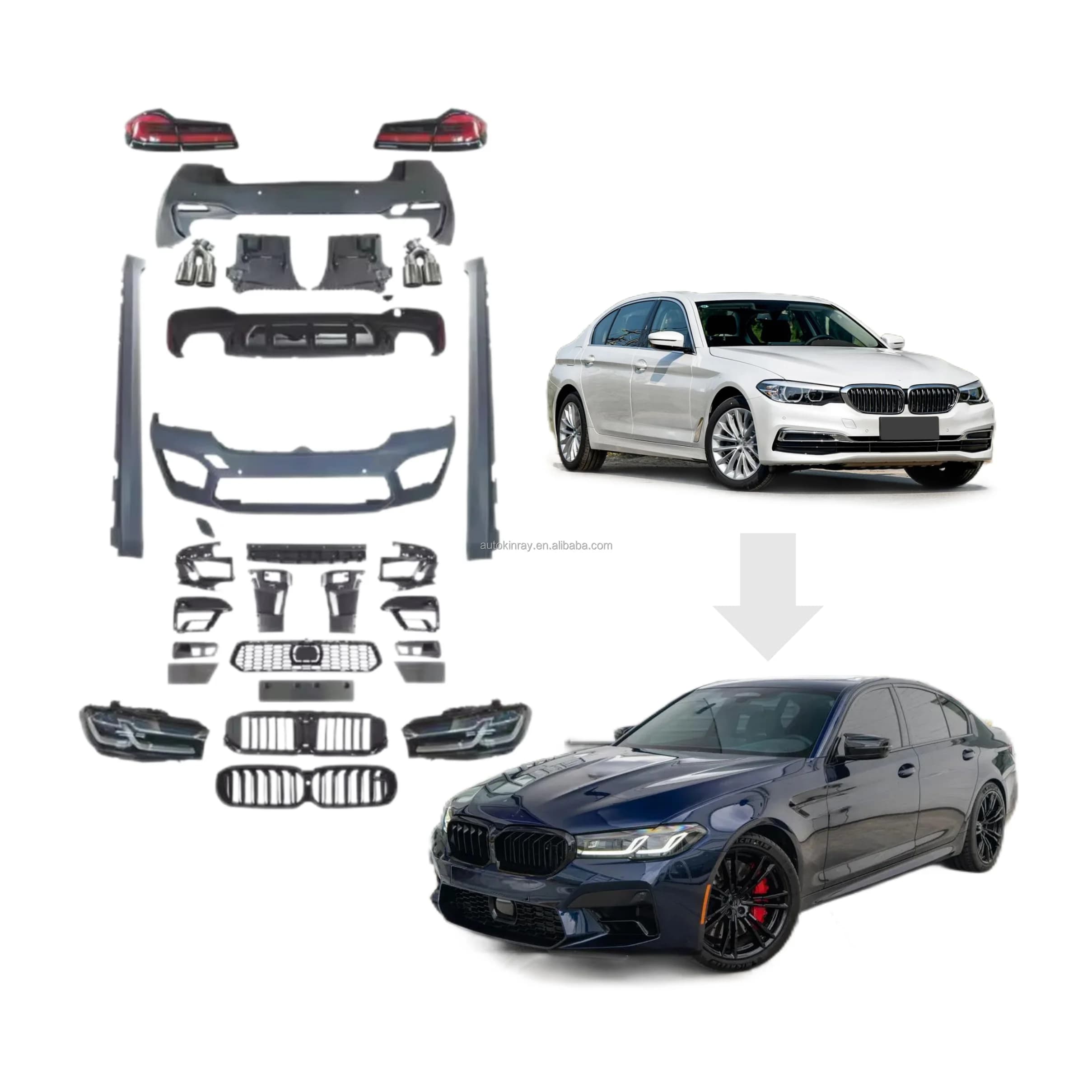 New Hot Sale for G30 2017-2021 Facelift M5 CS Hood Fender Upgrade Bodykit Front Bumper LED Headlights Bolt-On PP+ABS