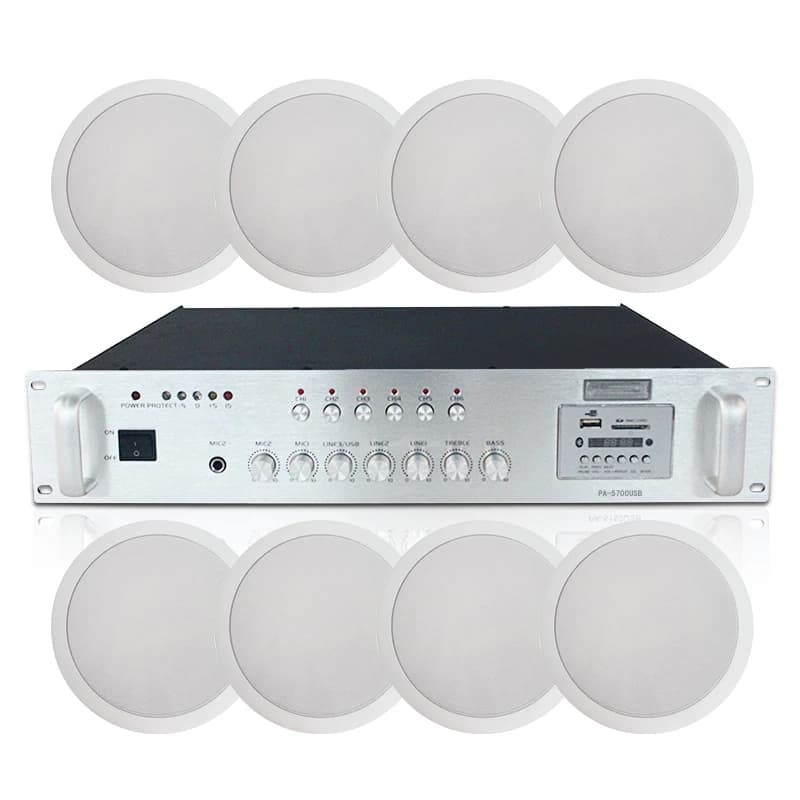 803 4 Inch 8*60W High Fidelity Powerful BT Wireless Ceiling Speaker Sets Sound System for Church Speaker