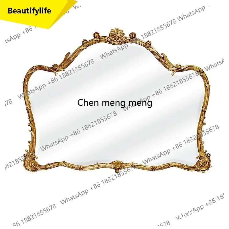 A17 French special-shaped carved dressing mirror, wall-mounted living room, art light luxury decorative mirror, high-end wash mi