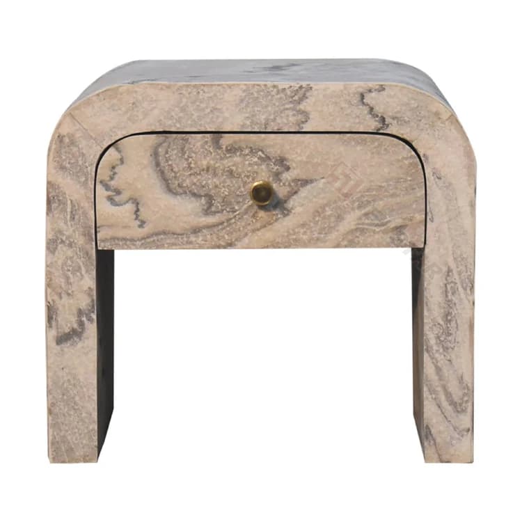 Newstar Simple Modern Marble Stone Nightstand Bedroom Cream Style Bedside Table Storage Drawer Travertine Bedside Table