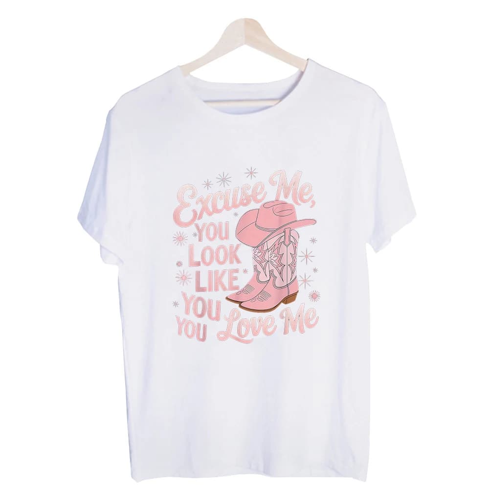 Women's Cowboy Boots and Slogan Print Graphic Tee, Casual Western Style Shirt for Daily Wear and Weekend Outfits