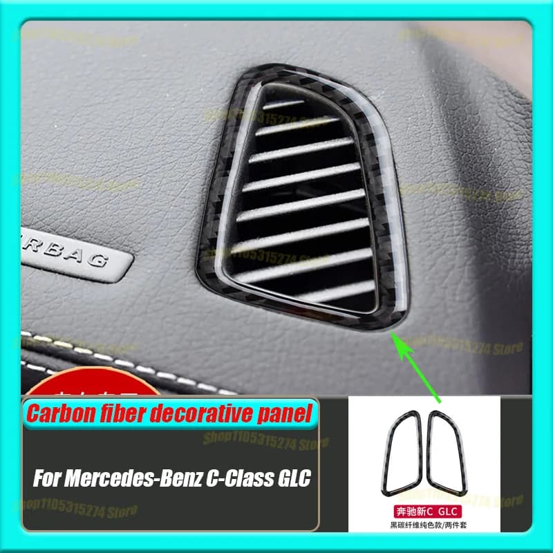 Suitable for 2015-2020 Mercedes-Benz C-Class GLC W205 Carbon Fiber Interior Sticker C180 C260 Dashboard Air Outlet