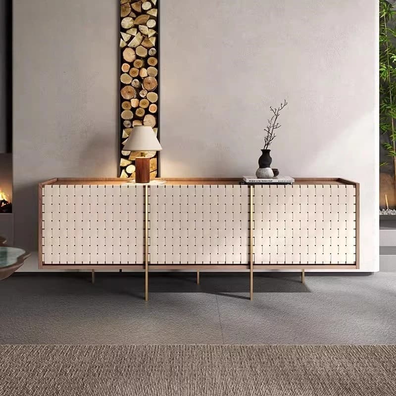 Walnut dining side locker Modern simple entrance cabinet Villa living room decorative cabinet