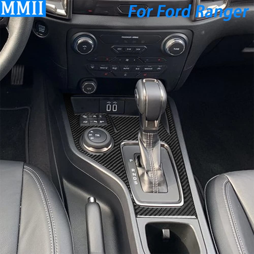 For Ford Ranger Sport 2020 2021 2022 Carbon Fiber Console Gear Shift Panel Surround Trim Cover Car Interior Accessories Sticker