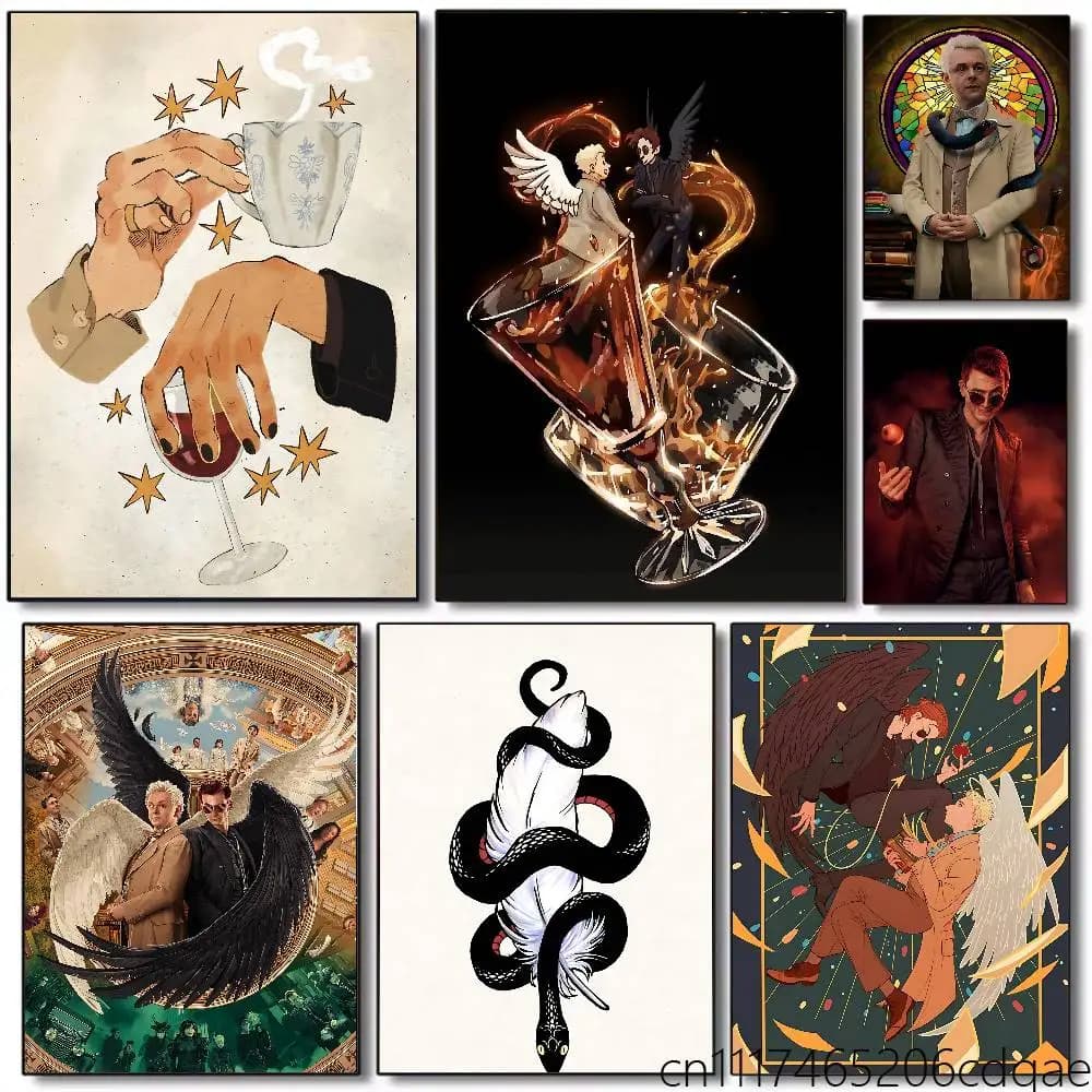 For Good Omens Ineffable Husbands Frameles Canvas Paint Decorative Art Printing Poster Image Home Living Room Decoration Paint