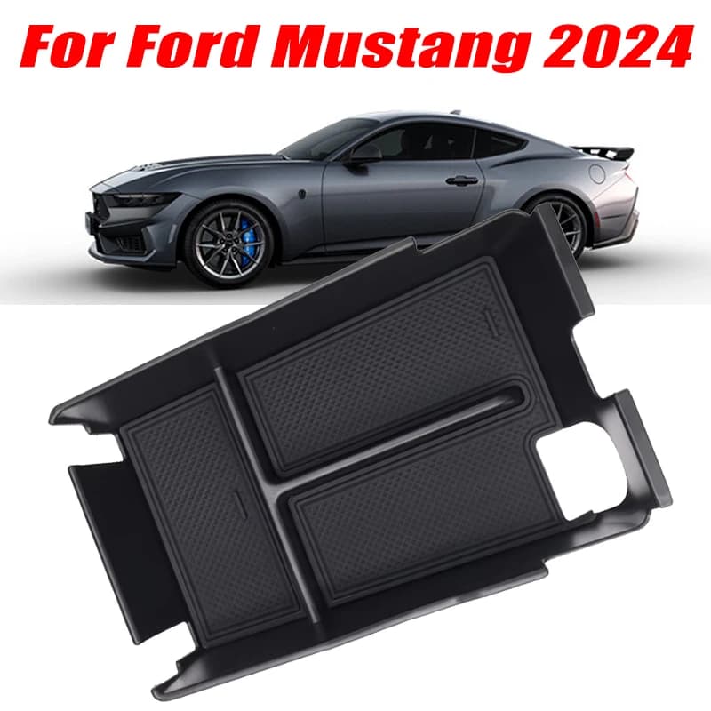 For Ford Mustang 2024 Model Armrest Storage Box ABS Central Organozer Tray Stowing Tidying Car Accessories