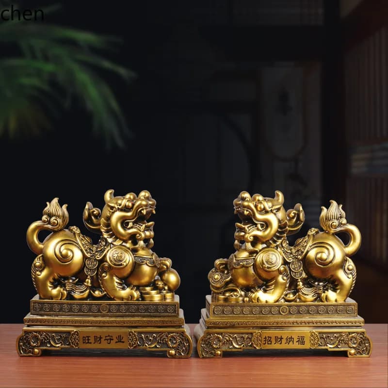 Lucky Pixiu Figurine Pair Male and Female Home Living Room Entrance Wine Cabinet Front Desk Company Decoration