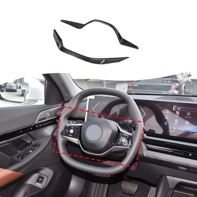 For BMW 5 Series G60 2024-2025 Car Steering Wheel Button Decorative Frame ABS Carbon Fiber Automotive Modification Accessories