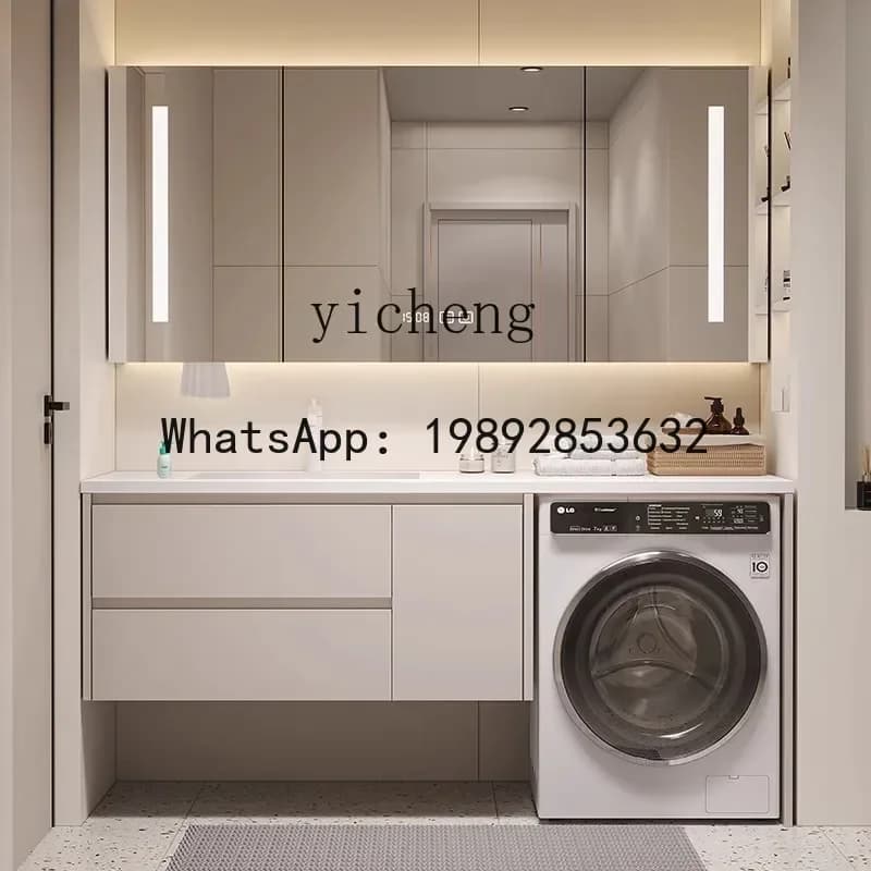 Y1 rock slab hot bending integrated basin bathroom cabinet combination washing machine integrated cabinet toilet hand wash basin
