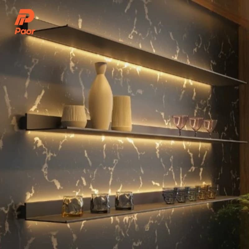 Battery-Powered LED Wall-Mounted Aluminum Alloy Shelving Unit Bookshelf & Display Decorative Rack for Bedrooms and Living Rooms