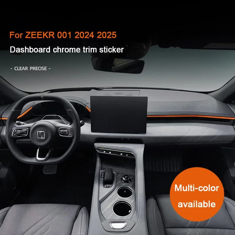 For ZEEKR 001 2024 2025, Car Dashboard Trim Strip Decor Stickers Super Suede Chrome Trim Stickers Modification Accessories