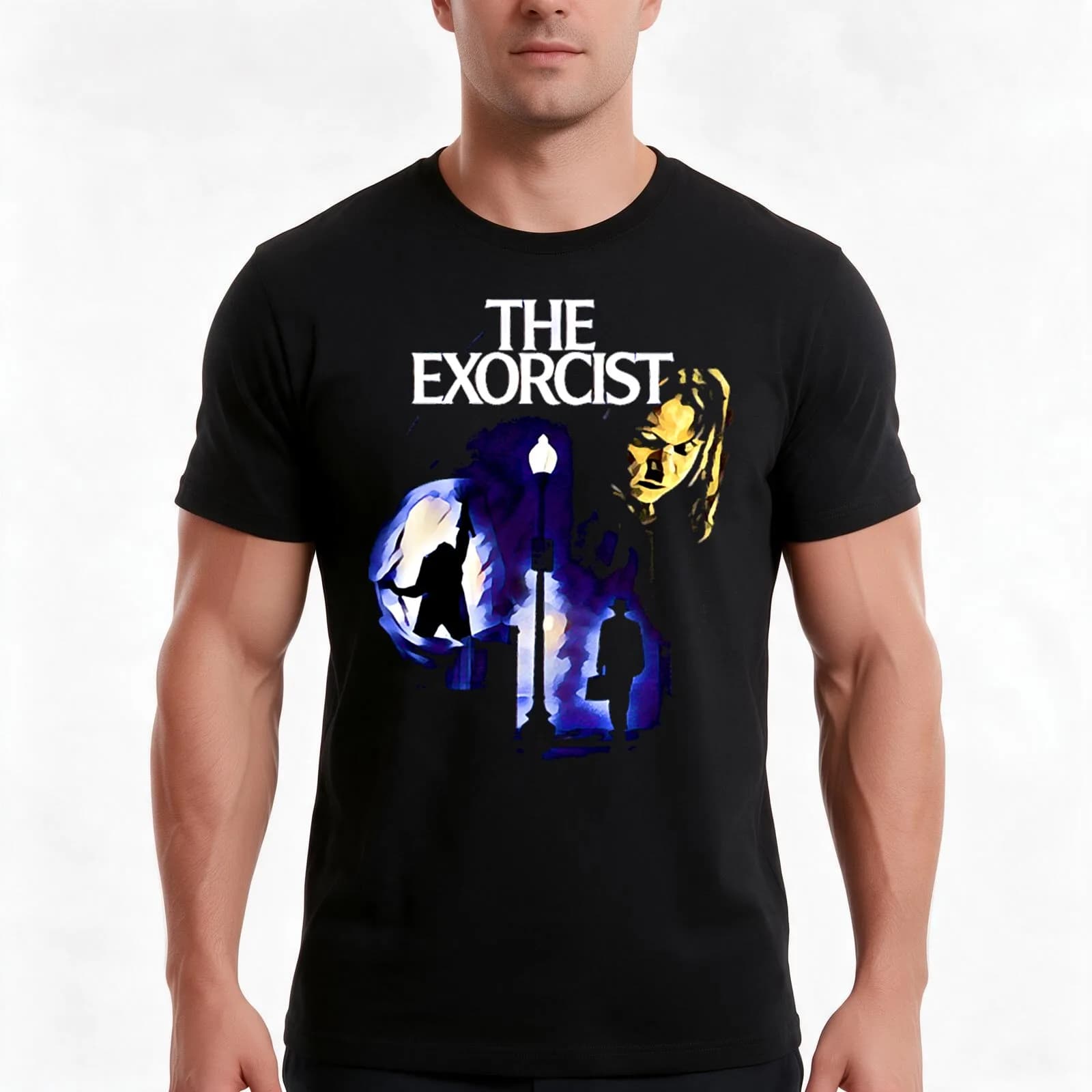 The exorcist T-Shirt, Summer Casual Cotton Tee, Oversized Streetwear Tops, Vintage Graphic Print, Loose Fit Short Sleeve