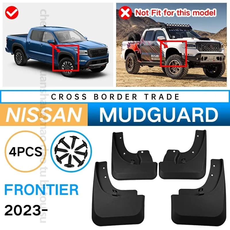 Mud Flaps For Nissan Frontier 2023 Low End MudFlaps Front Rear Mudguards Car Accessories