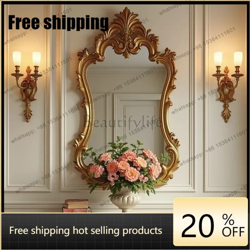 X4 French light luxury high-end girls bedroom dressing mirror household background wall decorative mirror