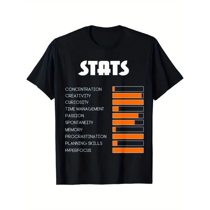 ADHD Neurodiversity Awareness T Shirt Men 100% Cotton Oversized Women Loose Streetwear Humor Novelty Trendy Summer Tops Clothing
