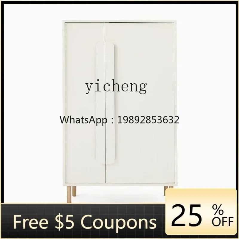 Solid Wood Small Apartment Wardrobe Children's Bedroom Double Door Short Wardrobe Floor Standing Storage Cabinet