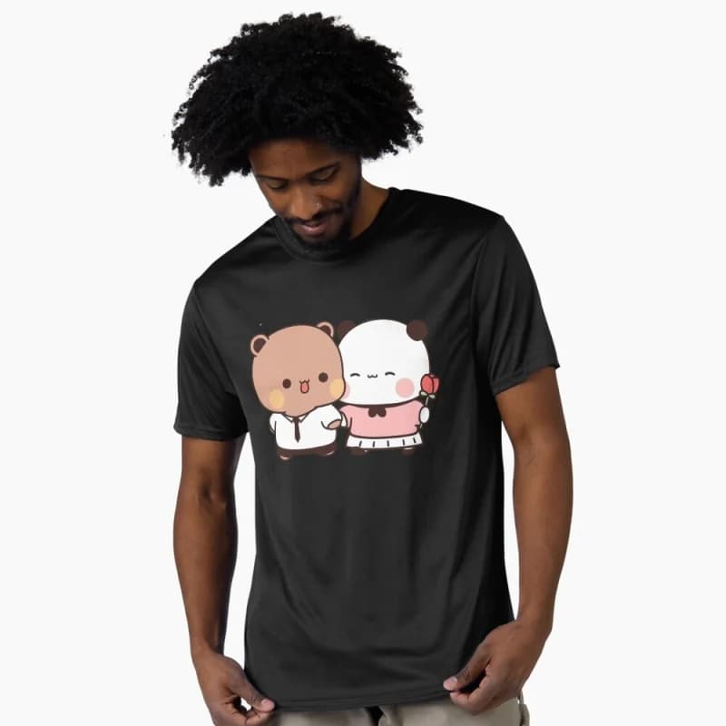Bubu and Dudu going on a date Gift t shirt ‌kawaii‌ Panda Bear Cartoon Graphic tee Cute Y2K Clothes 100% cotton All size Tee