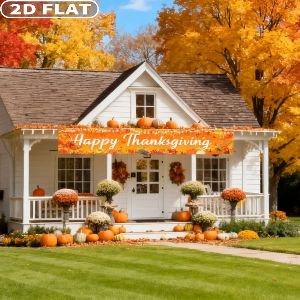 1pcs Large Happy Halloween Thanksgiving Christmas Party Banner Halloween Thanksgiving Merry Christmas Yard Banner 118x20 Inch