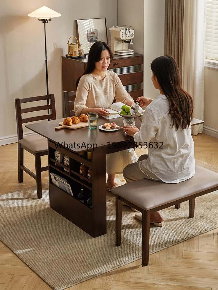 ZZXL Solid Wood Dining Table Home Folding Table Japanese Dining  and Chair Combination Restaurant Eight-Immortal