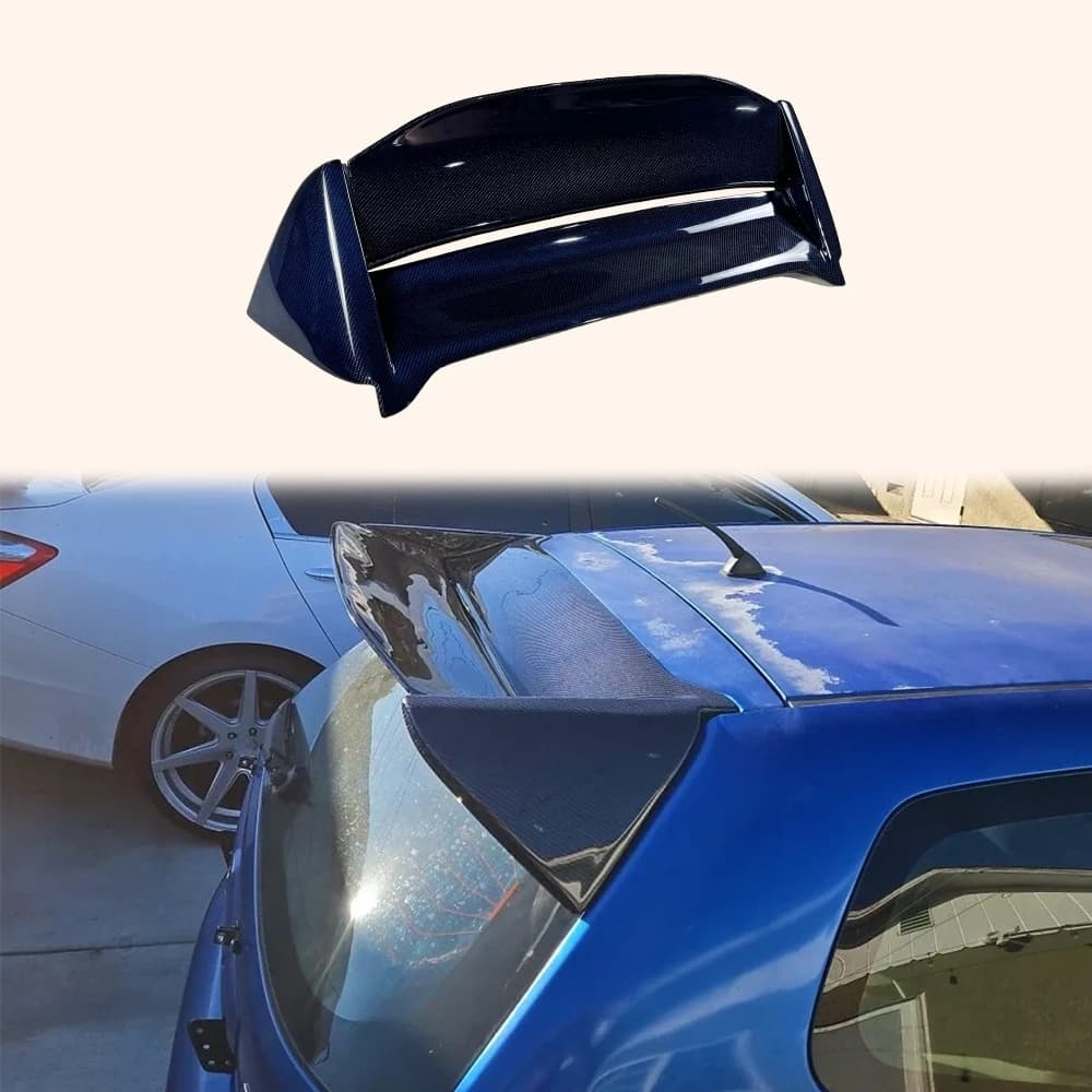 Roof Wing for 02-05 EP3 MUG Hatchback Hoda Blue Carbon Fiber Double Layered Tail Wing Rear Spoiler (USDM)