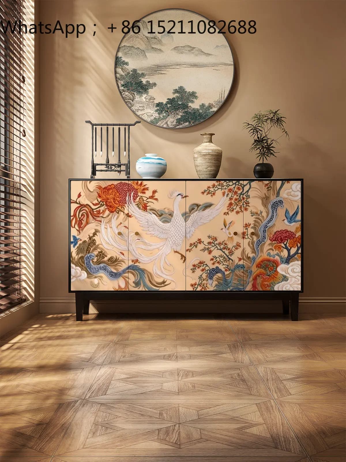 SCY retro style dining side locker entrance entrance solid wood shoe cabinet living room storage cabinet