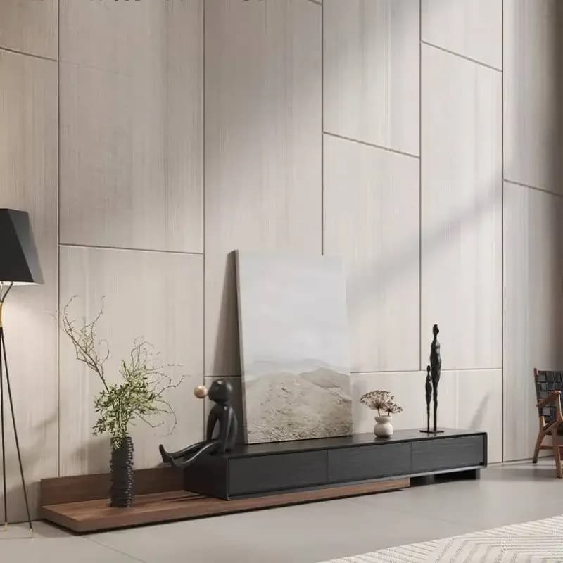 Polished Black Refined Modern Luxury Tv Cabinet Distinctive Premium Sleek Stylish Oak Tv Cabinet Meuble Salon Home Furniture