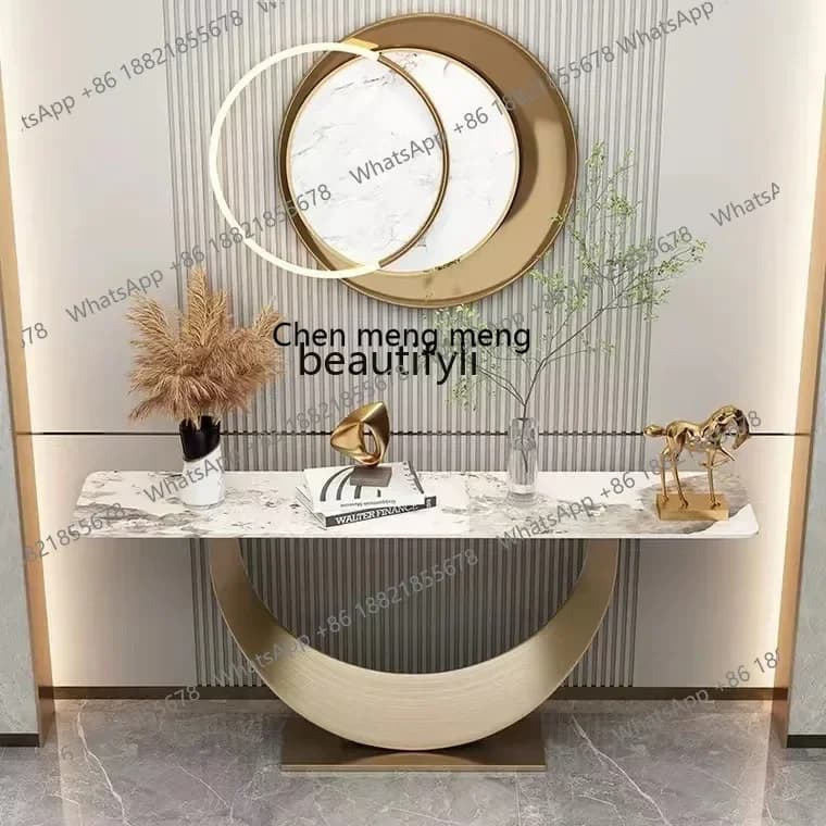 M178 Italian light luxury rock slab creative entrance table entrance cabinet  stainless steel entrance table