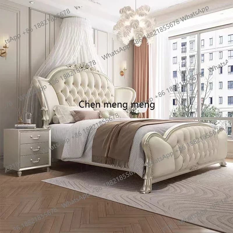 Luxury 180x200cm Nordic Home Full Size Bed Frame With Headboard Double Bed Full Marriage Bedrooms Royal Bedroom Furniture Set
