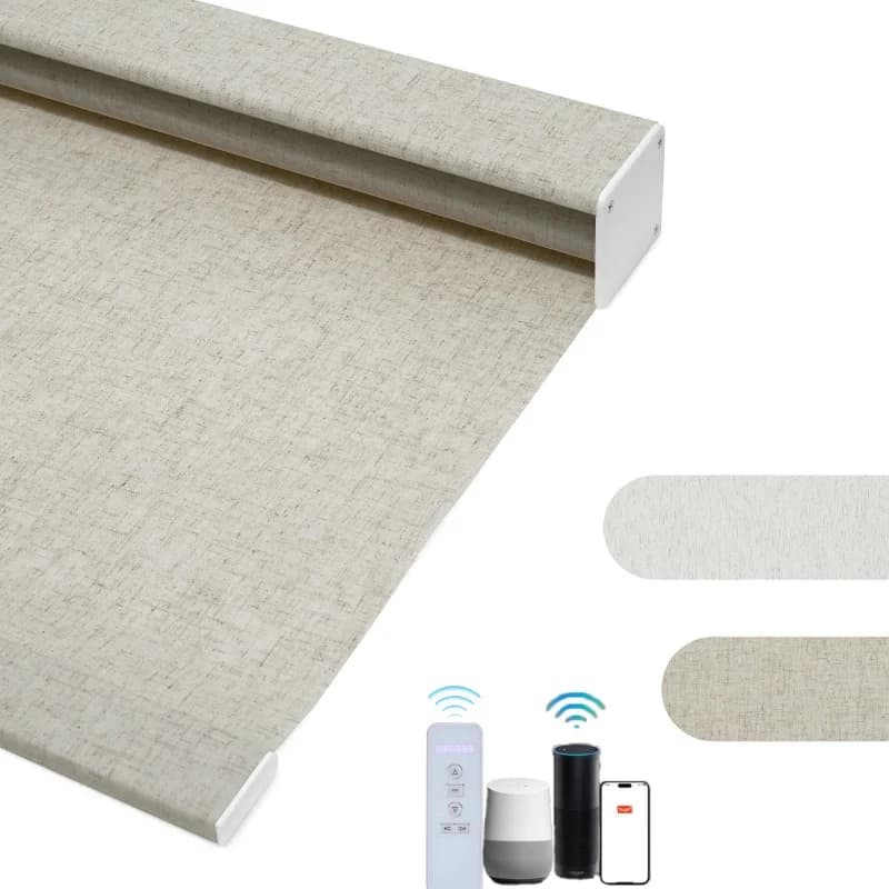Customizable Shades Texture linen Fabric Siri Homepod To Control Homekit Matter Motor Electric Zebra Roller Shades For Bedroom