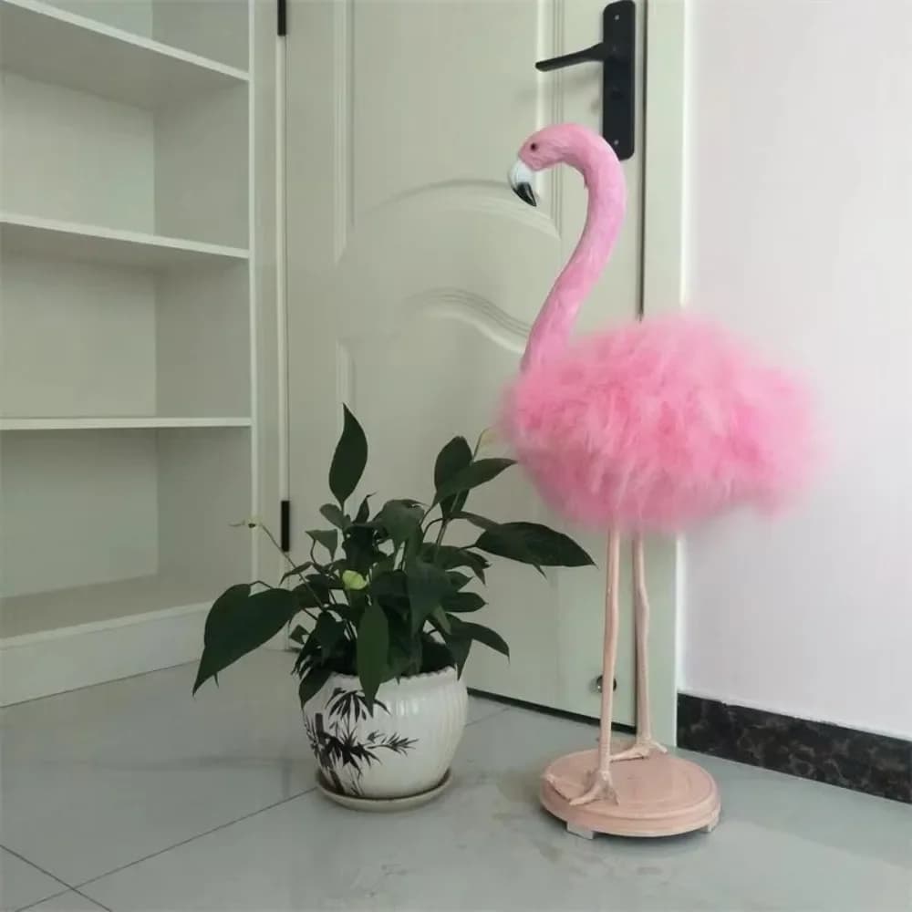 Pink Tilt-up Style Feather Flamingo Courtyard Garden Lawn Ornament Party Supplies