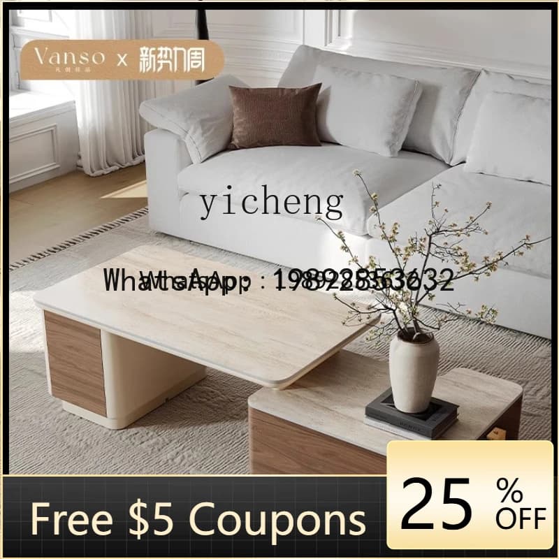 ABB  telescopic cave stone rock slab coffee table living room home tea integrated tea table