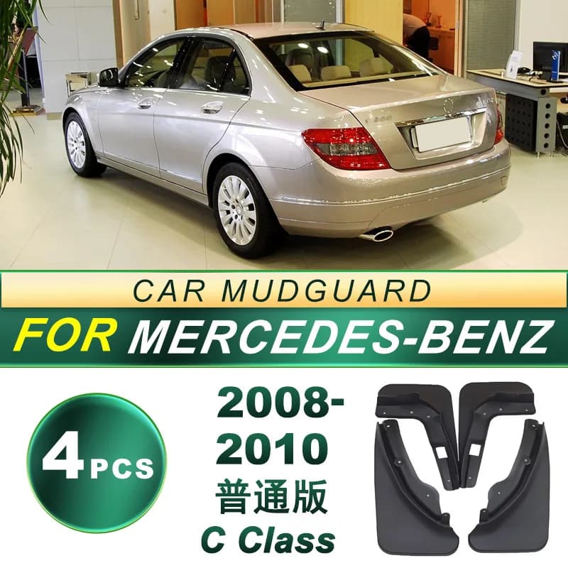 For Mercedes Benz C Class Base 2008-2010 Mud Flaps 4Pcs Soft Rubber Splash Guards Anti Splash Luxury Sedan Perfect
