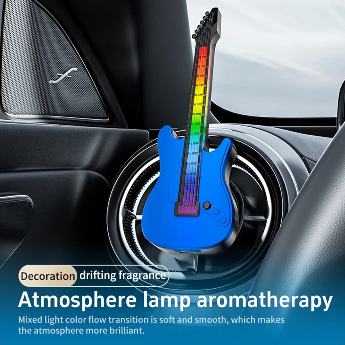 Creative Car Air Outlet Aromatherapy Guitar Pendant with Voice Controlled Music Atmosphere Light Car Perfume Decoration Cologne