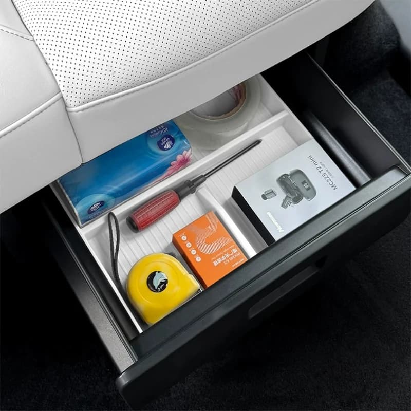For Xpeng MONA L03 TPE Under Rear Seat Drawer Storage Box Original Car Color Layered Hidden Organizer Tray No Damage Install