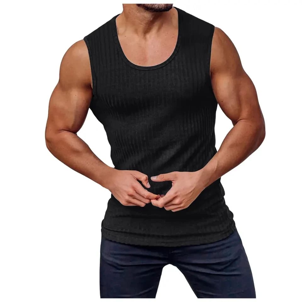 Muscle Exercise Tank Tops Men Summer Knitted Slim Vest Gym Clothing Sleeveless T Shirt Fitness Running Tee Bodybuilding Top