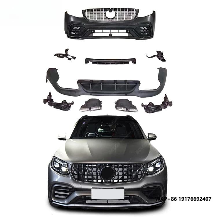 GLC Class PP Auto Parts Car Bumpers for MercedesBenz GLC Update to GLC63 Body Kit Include Front Bumper Diffuser Exhaust