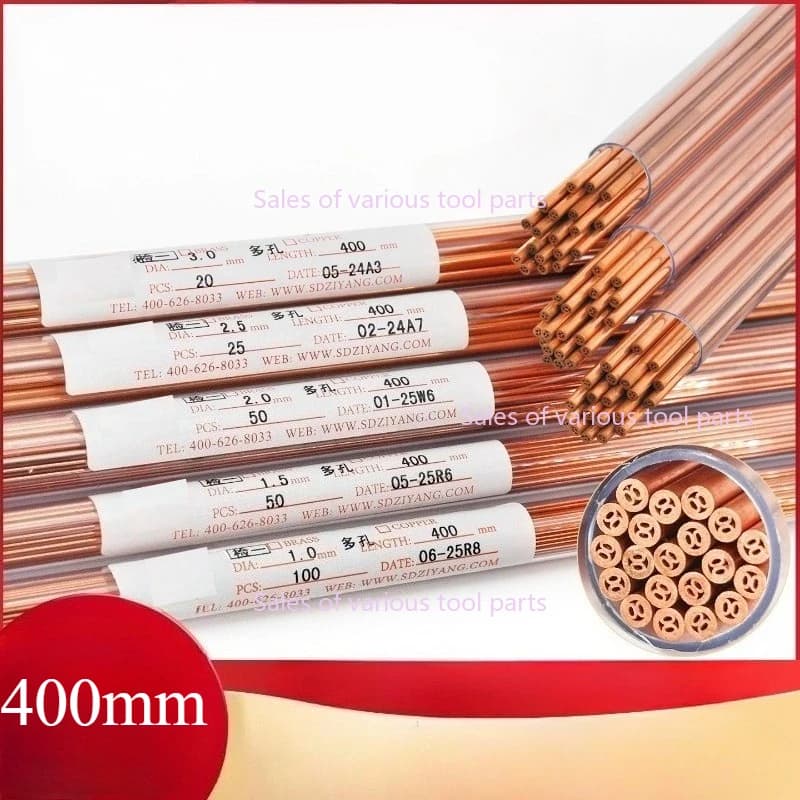 WEDM Copper Electrode Tube Multihole OD1.5/2.0/2.5/3.0*400 4holes Length for EDM Drilling Hole Machine